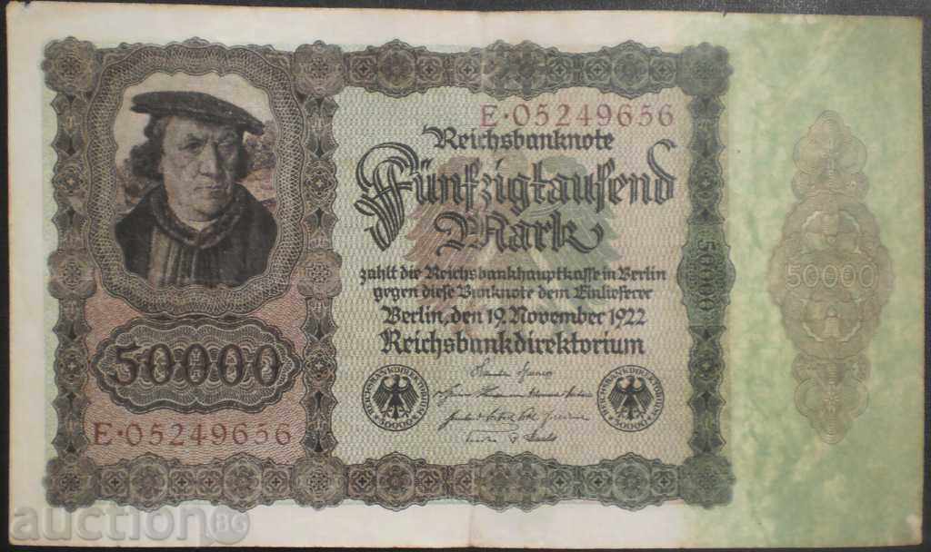 Bancnota Germania 50 000 Brands 1922 R rare