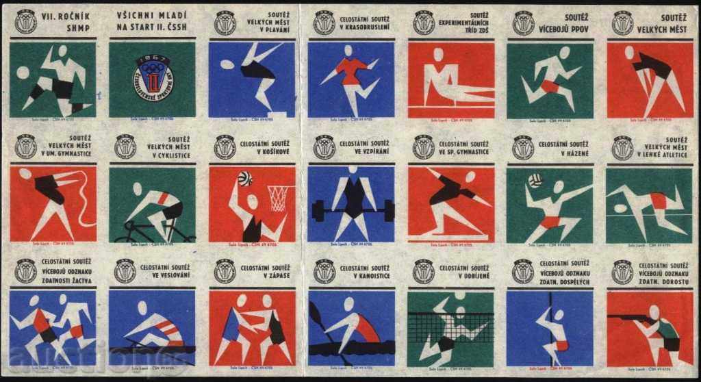 21 Sport Etichete Matchbox din Cehoslovacia Lot 1201