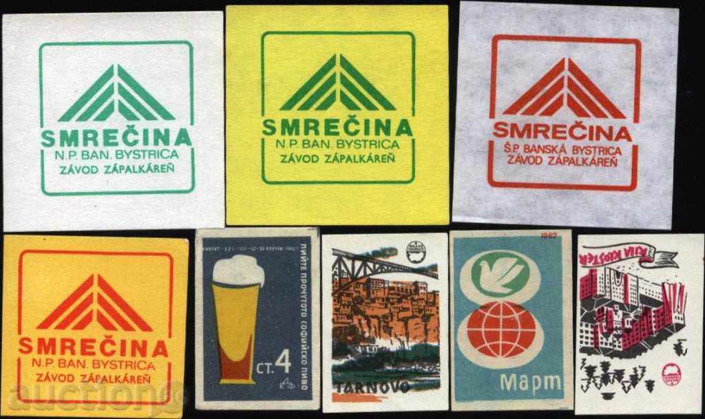 8 кибритени етикети  от Чехословакия и  България  лот 1394