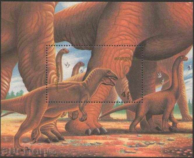 Чист блок  Динозаври 1990 от Монголия