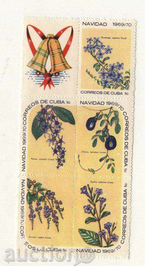 Чисти марки Коледа - Флора 1969 от Куба