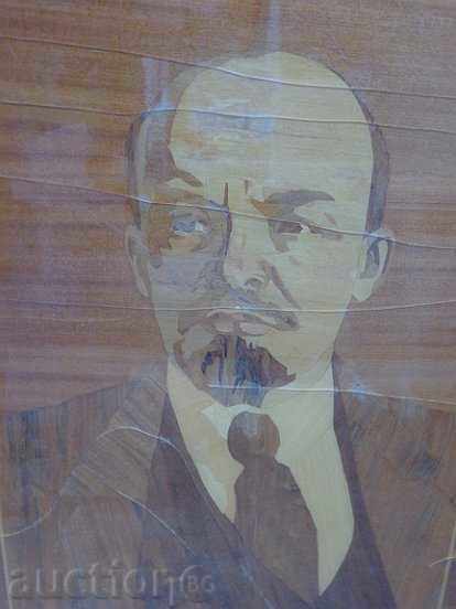Portrait of Lenin, marquetry with gift inscription 1976 People's Republic of Bulgaria USSR - 5 Portrait of Lenin, marquetry with gift inscription 1976 People's Republic of Bulgaria USSR - 5