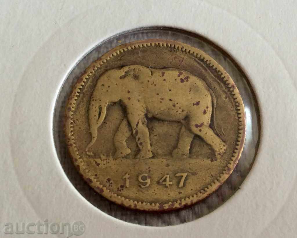 Βελγικό Κογκό 2 φράγκα το 1947.