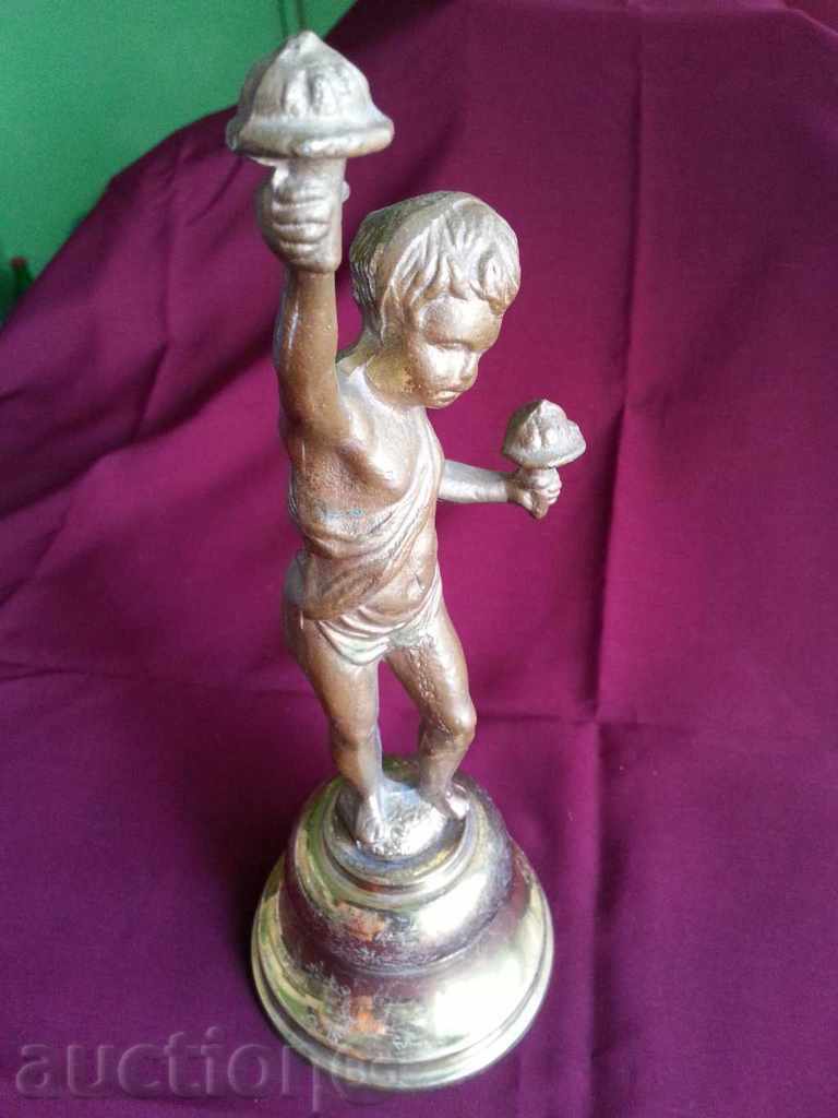 Auction  Unique Old Bronze Statue Figure Boy