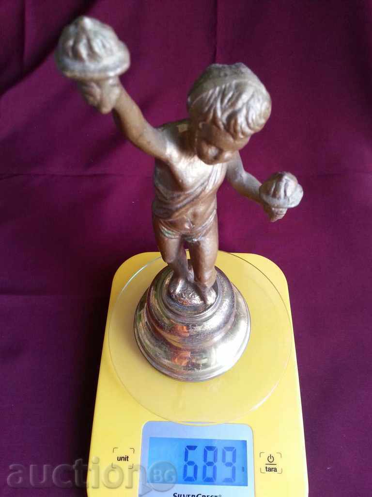 Unique Old Bronze Statue Figure Boy - 5