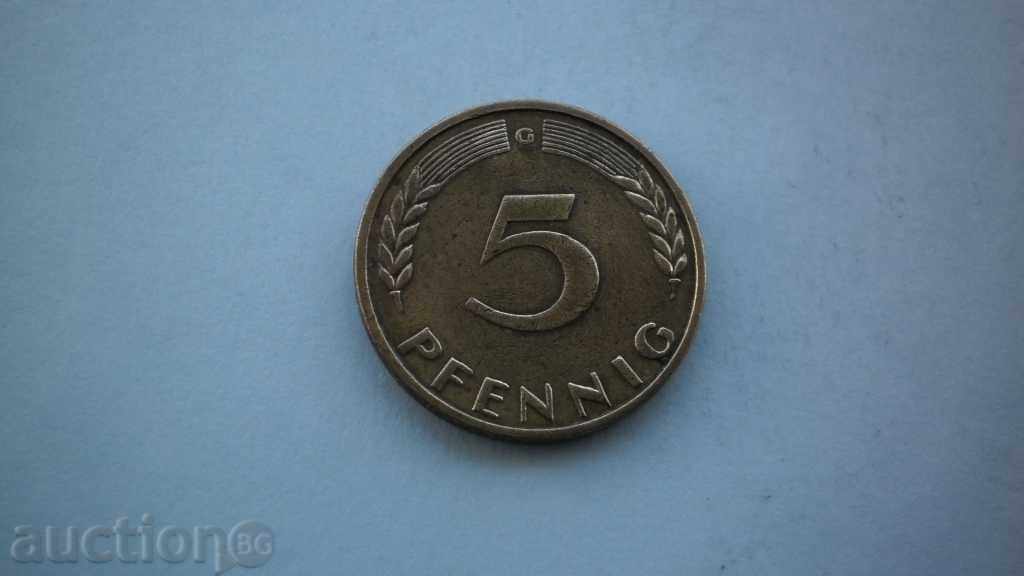 5 Pfeniga 1950 G Γερμανία
