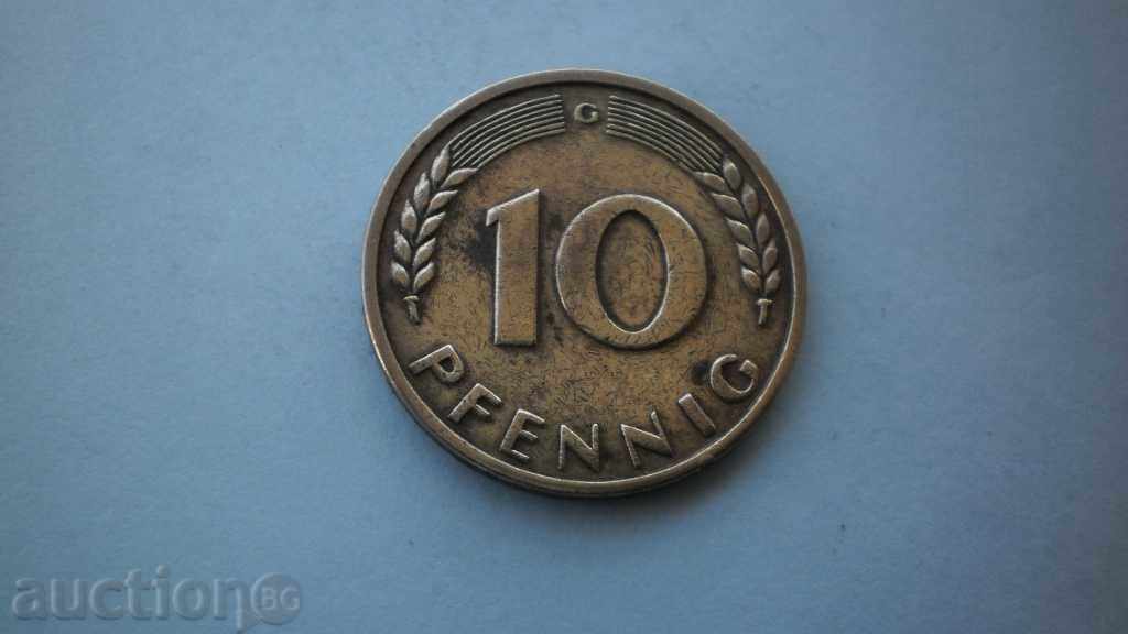 10 Pfeniga 1949 G Germania cu preț € 4.09 | 8.00 BGN