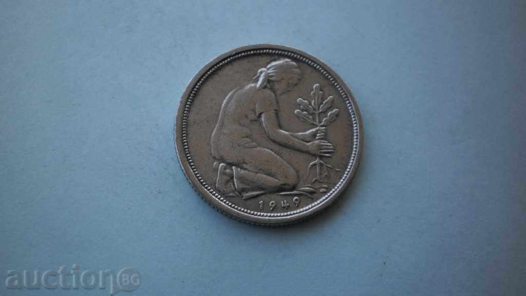 50 Pfeniga 1949 J Germania cu preț € 3.58 | 7.00 BGN