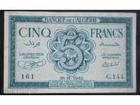 Alzhir 5 Franka 1942 Rare Bancnota