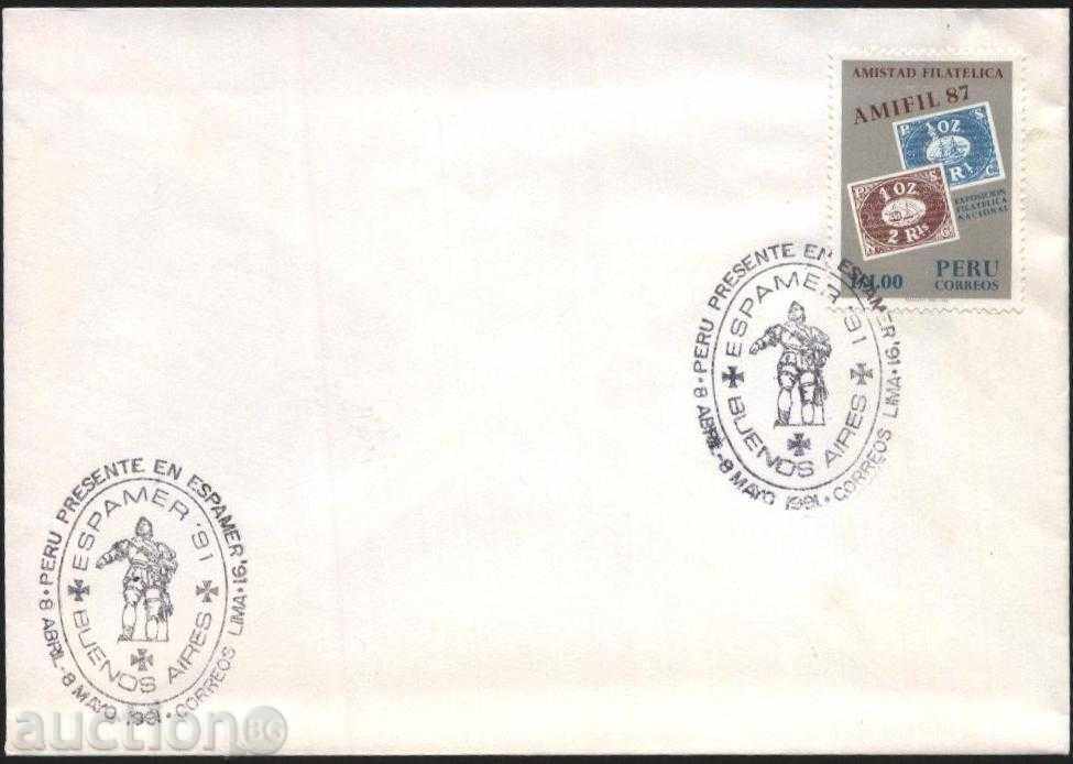 μάρκα φάκελο και ένα εκθεσιακό ειδική σφραγίδα του ταχυδρομείου φιλοτελική από το Περού