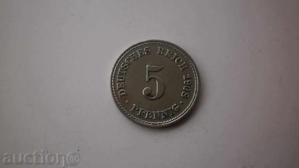 5 pfennig 1908 Α Γερμανία