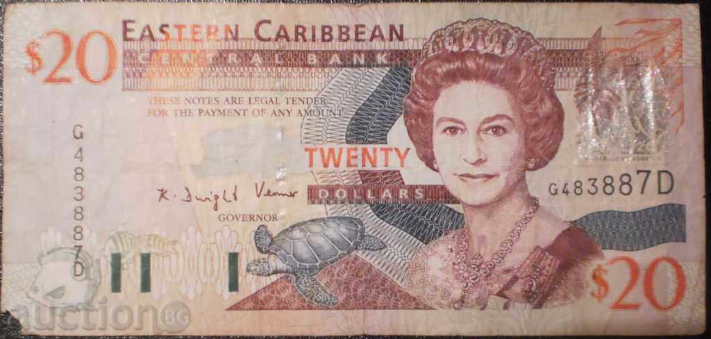 Est Caraibe - Dominica 20 Dolari 2012 bancnote rare