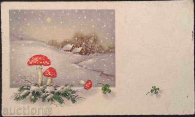 Winter picture card, Mushrooms from Bulgaria