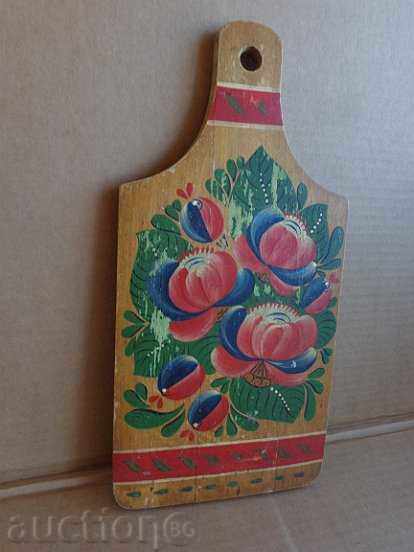Old board for cutting, wood, wooden hand-painted