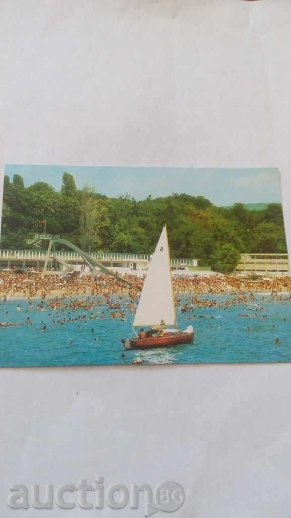 Postcard Varna Central Beach 1987