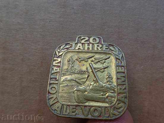 Embroidery sign, badge 20 YEARS NATIONAL AUTHORITY GDR - 5 Embroidery sign, badge 20 YEARS NATIONAL AUTHORITY GDR - 5