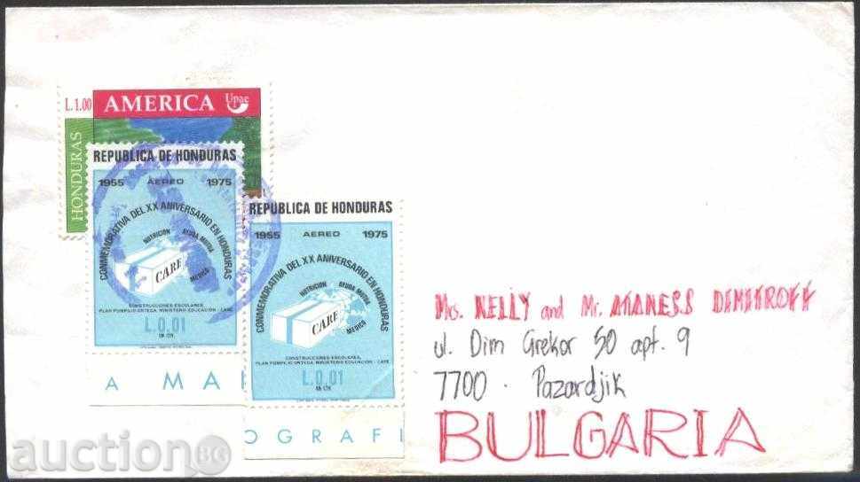 Traveled envelope with brands from Honduras