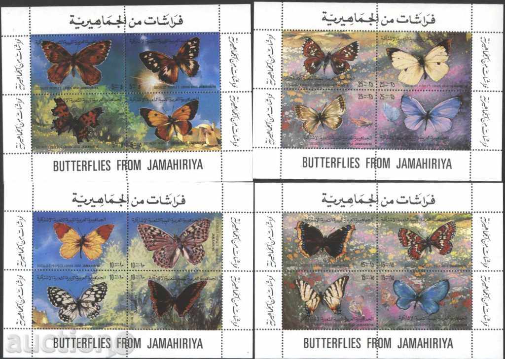 Καθαρίστε μπλοκ Πεταλούδες 1981 από τη Λιβύη