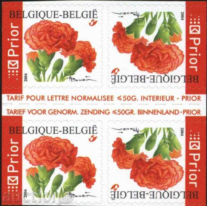 Чиста марка в каре Цветя Карамфили 2004 от Белгия