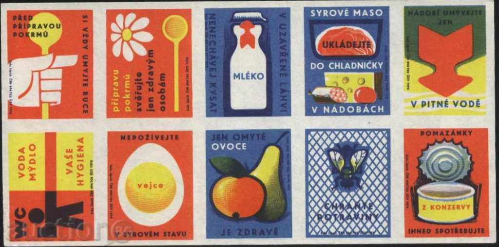 10 кибритени етикети Гастрономия Храна Чехословакия лот 1281