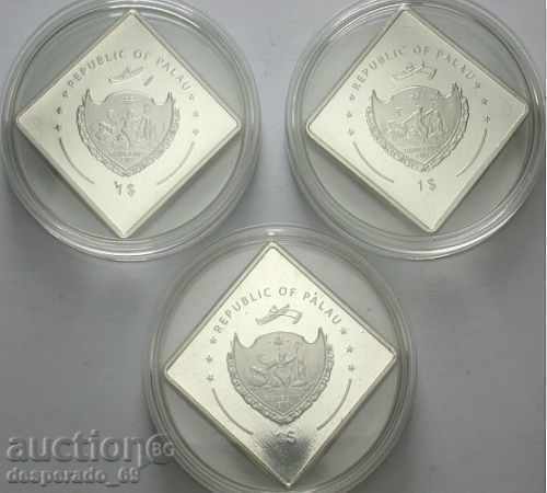 (¯`'•.¸ 1 dollar 2009 PALAU UNC (3 coins) ¸.•'´¯) with price 180.00 BGN | € 92.03