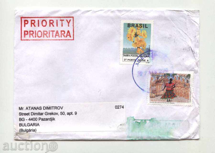 Пътувал  плик с марки Цвете, Самба 2005 от Бразилия