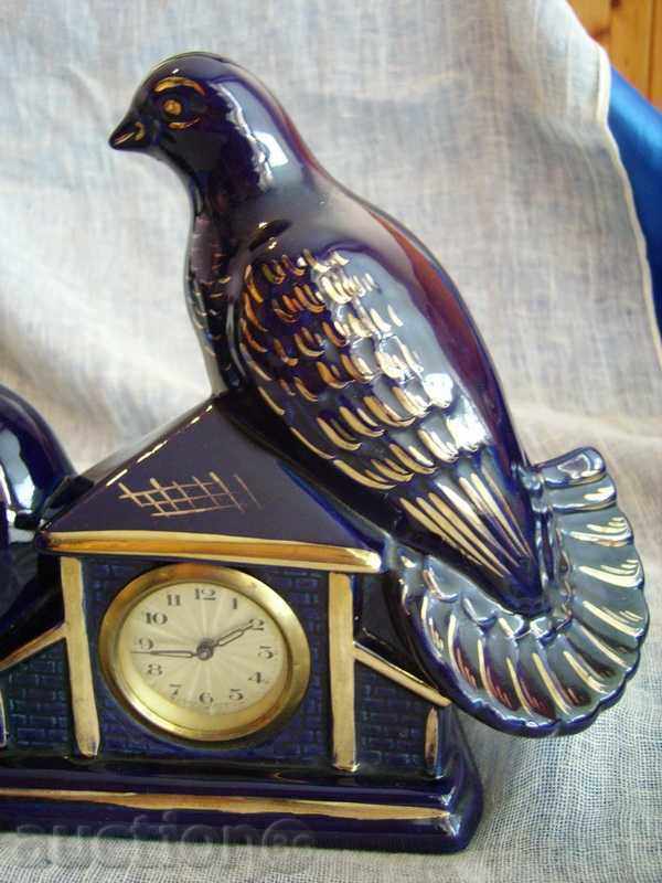 Auction  Old large porcelain fireplace clock