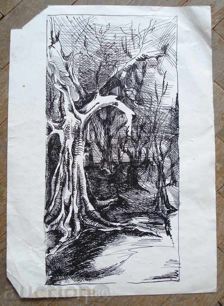 1043 Autor Necunoscut cerneală Pădure R.20 / 29 cm