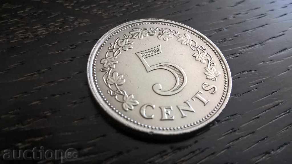 Монета - Малта - 5 цента | 1972г.