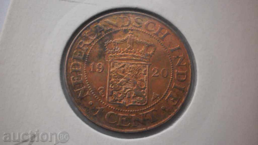 India olandeză 1 Cent 1920 Monedă rară UNC