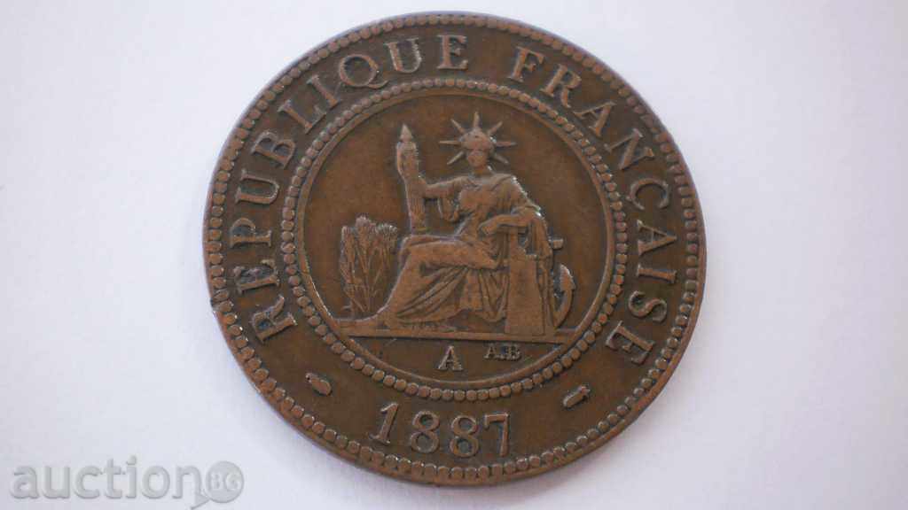 Franța - Indochina 1 cent 1887 Rare monede