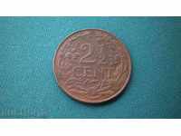 Olanda 2½ Cent 1929 Moneda de cupru rară