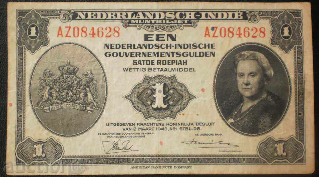 1 Guilder 1943 Netherlands - India