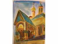картина- акварел-църква