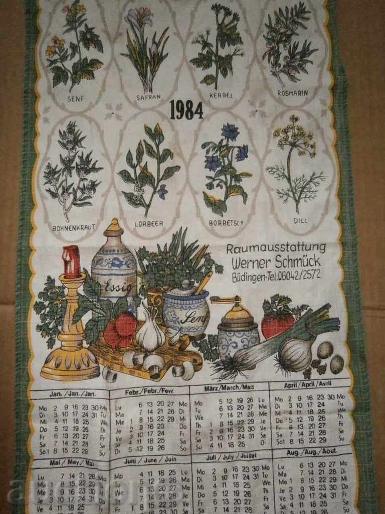 Παράδοση Πετσέτες ημερολόγιο GDR 1984 Παράδοση Πετσέτες ημερολόγιο GDR 1984