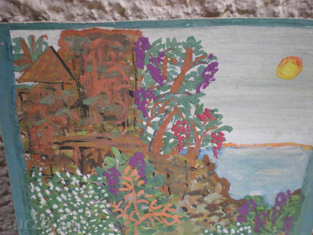 Аукцион картина,масло на картон.