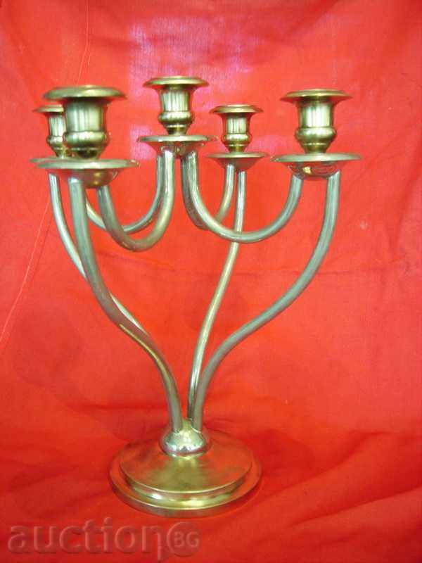 Stylish heavy massive brass and silvering candlestick with price 60.00 BGN | € 30.68 Stylish heavy massive brass and silvering candlestick with price 60.00 BGN | € 30.68