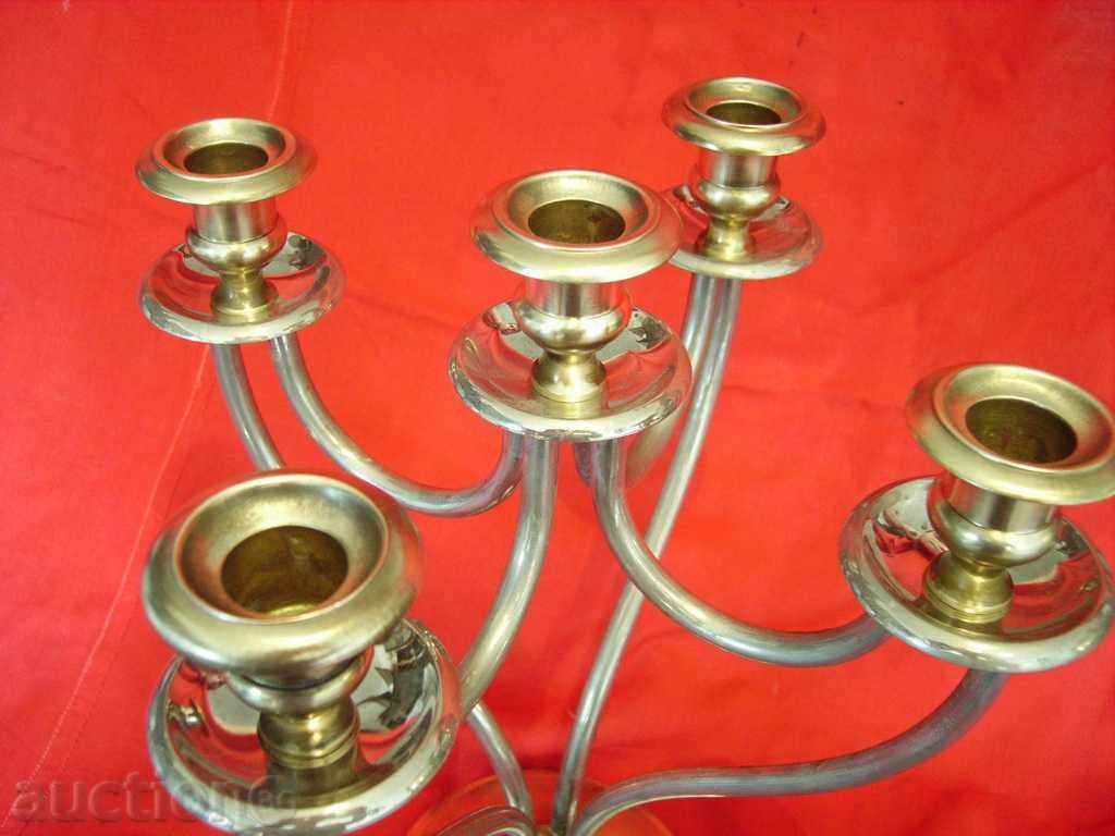 Delivery of Stylish heavy massive brass and silvering candlestick Delivery of Stylish heavy massive brass and silvering candlestick