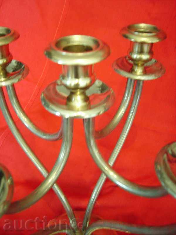 Stylish heavy massive brass and silvering candlestick - 5 Stylish heavy massive brass and silvering candlestick - 5