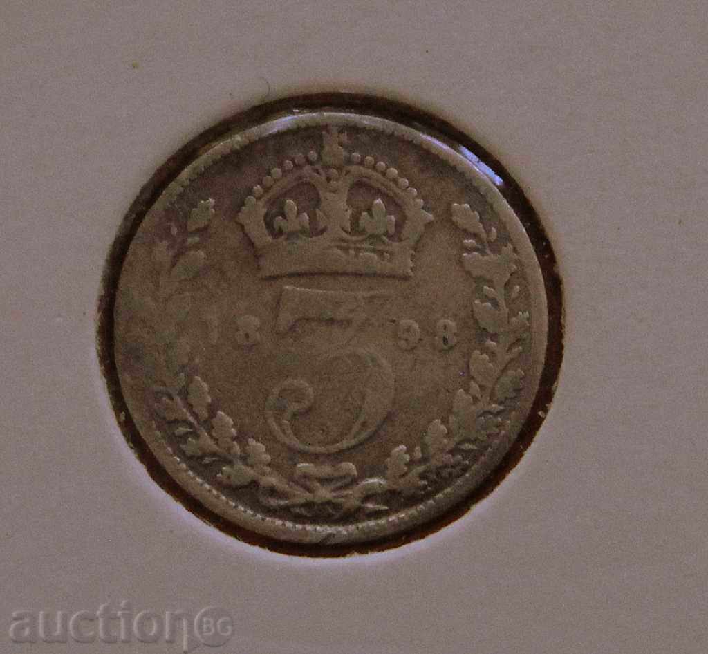 1898-3 pence (UK) Victoria, argint