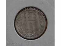 1891 - 3 pence (Victoria) UK, silver
