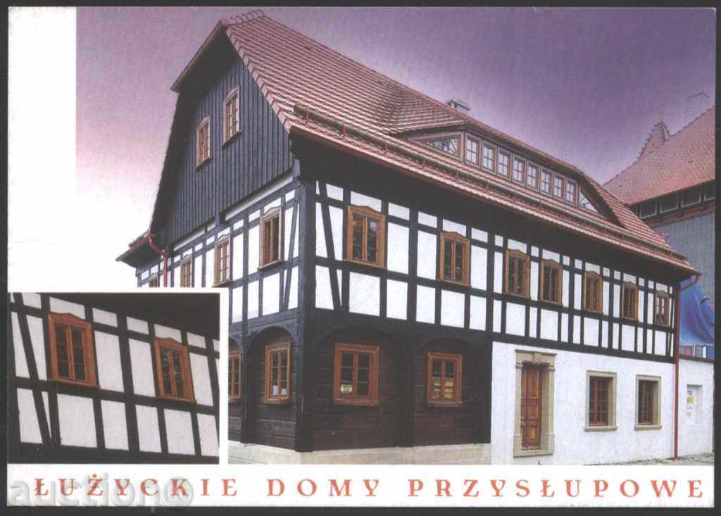 Carte poștală Luzhitskie Case din lemn din Polonia