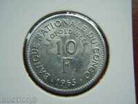 10 Franci 1965 Republica Democrată Congo - Unc