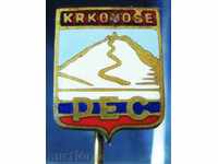 7565 stațiune de schi Cehoslovacia semn turistic Krokonose
