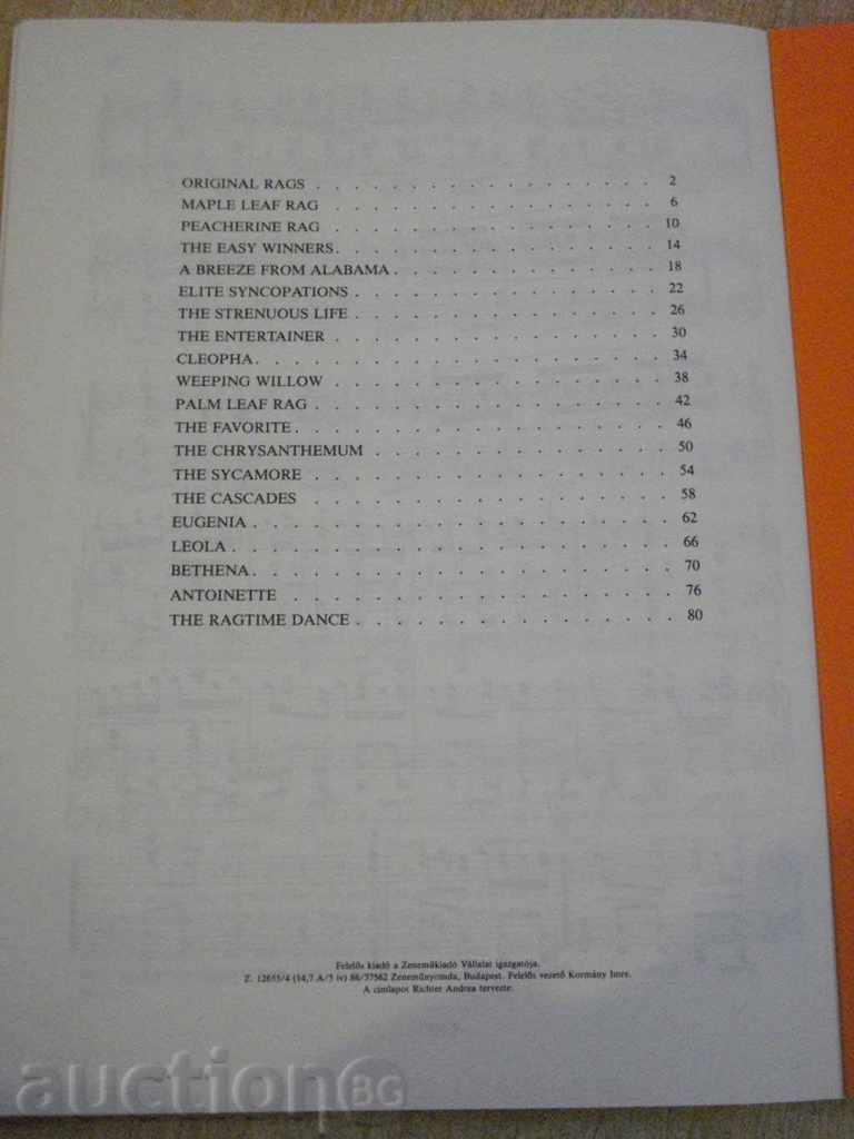 The book "RAGTIMES FOR PIANO-SCOTT JOPLIN - I." - 84 pp. - 5 The book "RAGTIMES FOR PIANO-SCOTT JOPLIN - I." - 84 pp. - 5