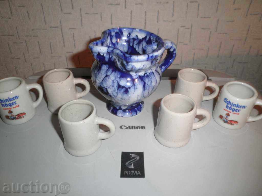 Аукцион Порцеланови чашки и каничка за ракия Аукцион Порцеланови чашки и каничка за ракия