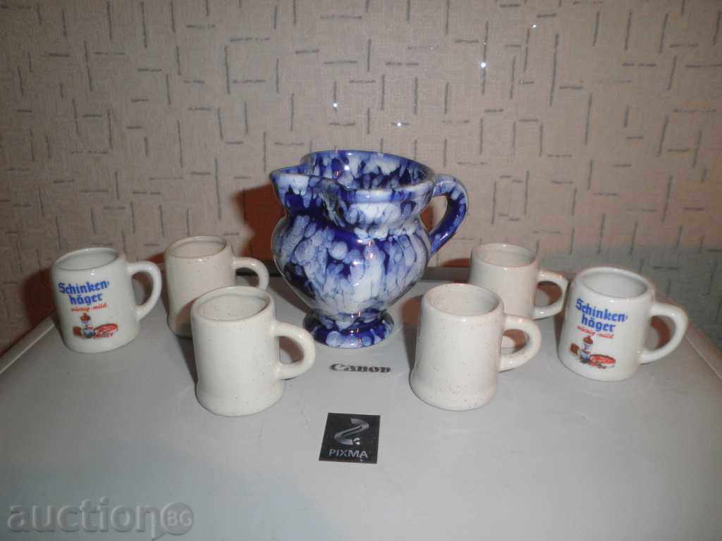 Доставка на Порцеланови чашки и каничка за ракия Доставка на Порцеланови чашки и каничка за ракия