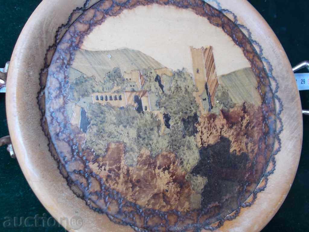 Auction Old tray - wood, metal glass. Painted Auction Old tray - wood, metal glass. Painted