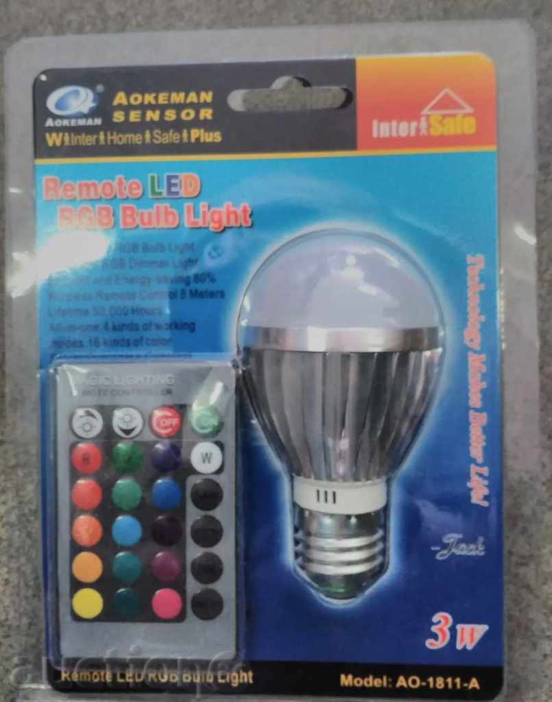 De culoare RGB LED-bec AO-1811 C + Distanță cu preț 15.50 BGN | € 7.93 De culoare RGB LED-bec AO-1811 C + Distanță cu preț 15.50 BGN | € 7.93