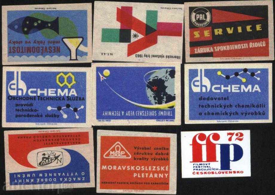 9 match labels from the Czechoslovak Lot 1089